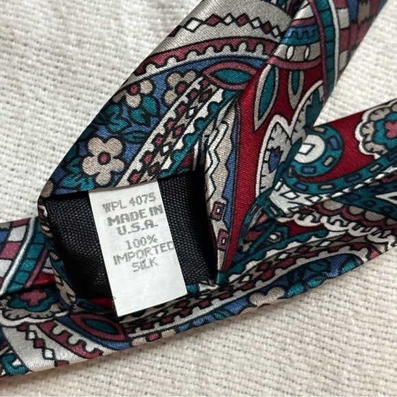 Oscar De La Renta Men Neck Tie Silk Geometric Multicolor Paisley Workwear USA - Picture 6 of 6